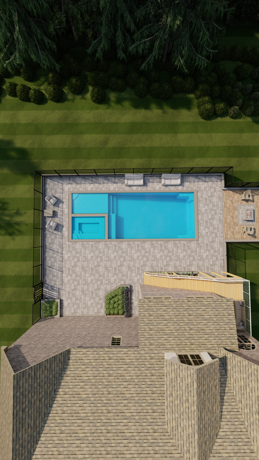 Top-down view of backyard layout